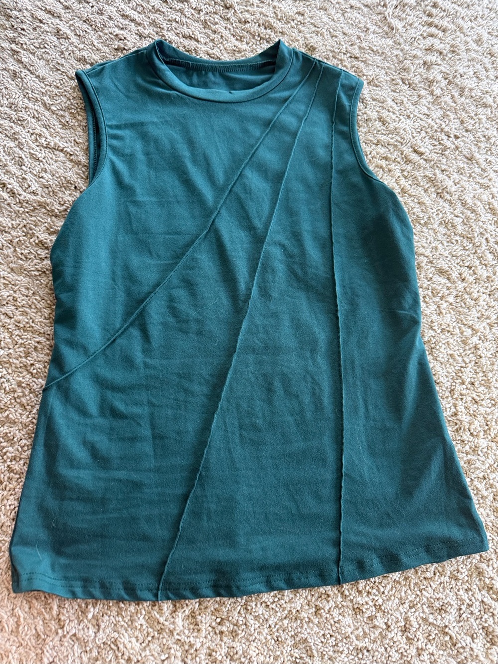 Sleeveless Teal Crewneck Women's Top